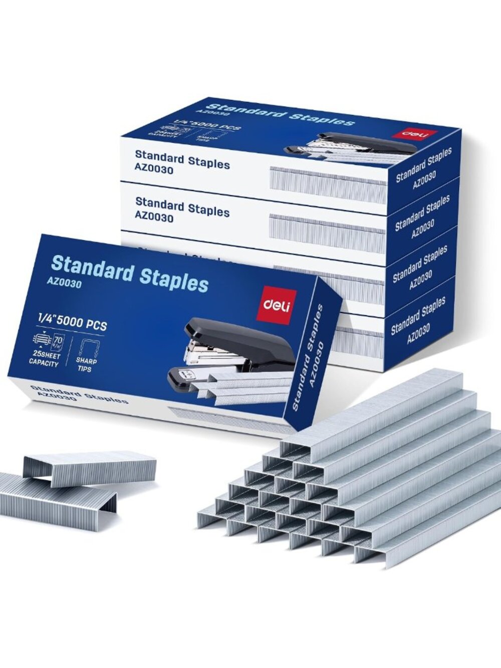 Standard Desktop Staplers Staples - 25000 Count, 1/4'' Length, 5 Boxes